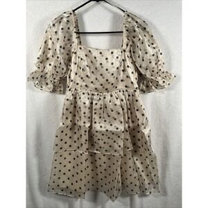 English Factory Milkmaid Babydoll Polka Dot Organza Mini Dress Small Tiered NWT